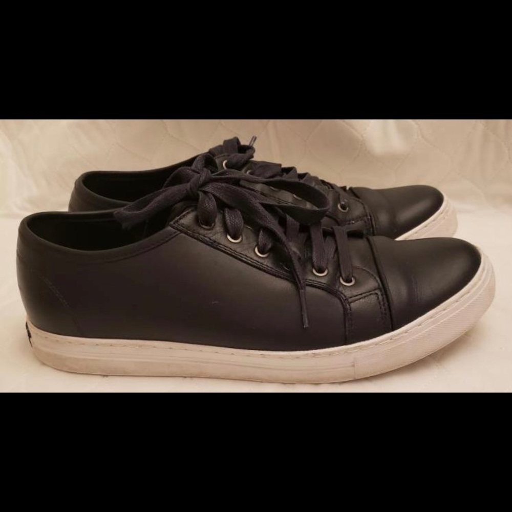 Kenneth Cole, On the Double, Men’s Black Leather Sneakers, Size 9.5M